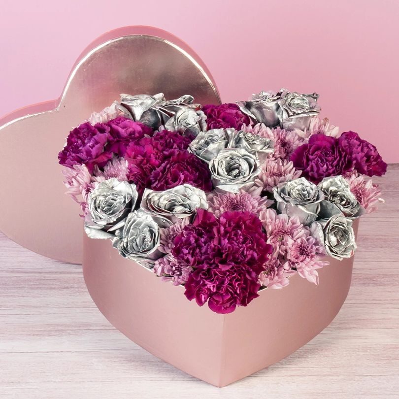 Heart Box With Silver Roses